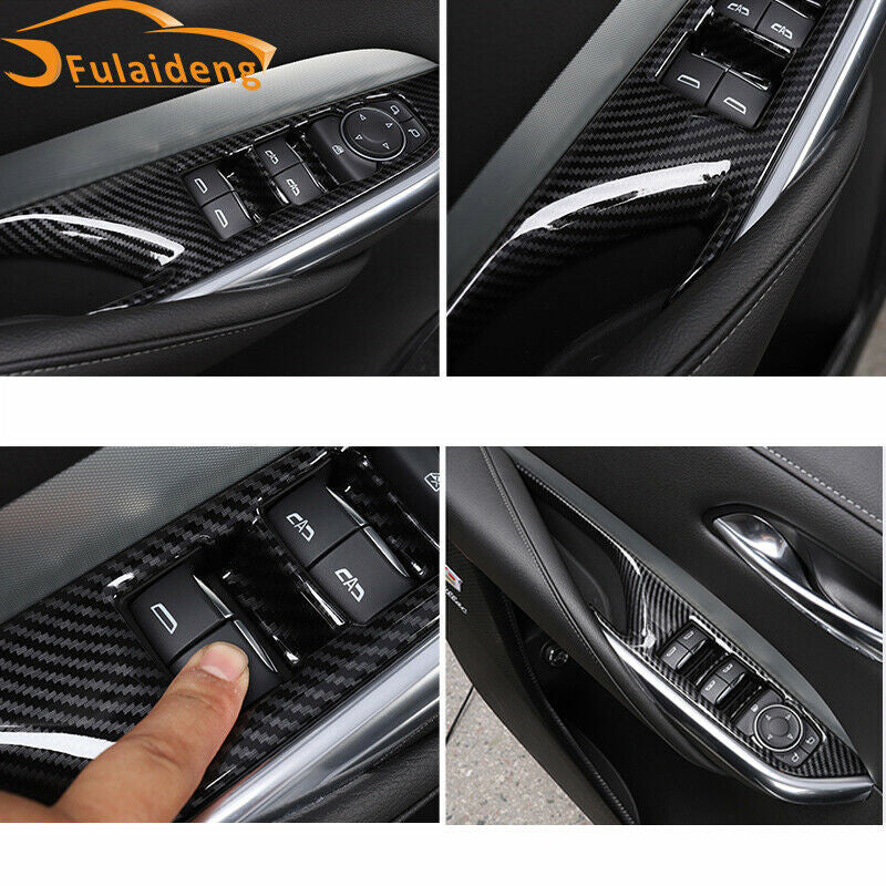 for Cadillac XT4 2018-2021 Carbon Fiber Interior Window Switch Panel Cover Trim