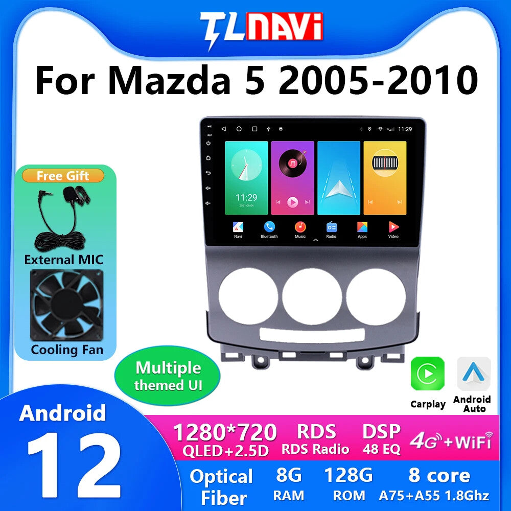 for Mazda 5 2005-2010 Android Auto CarPlay Car Radio GPS Player Head Unit Screen