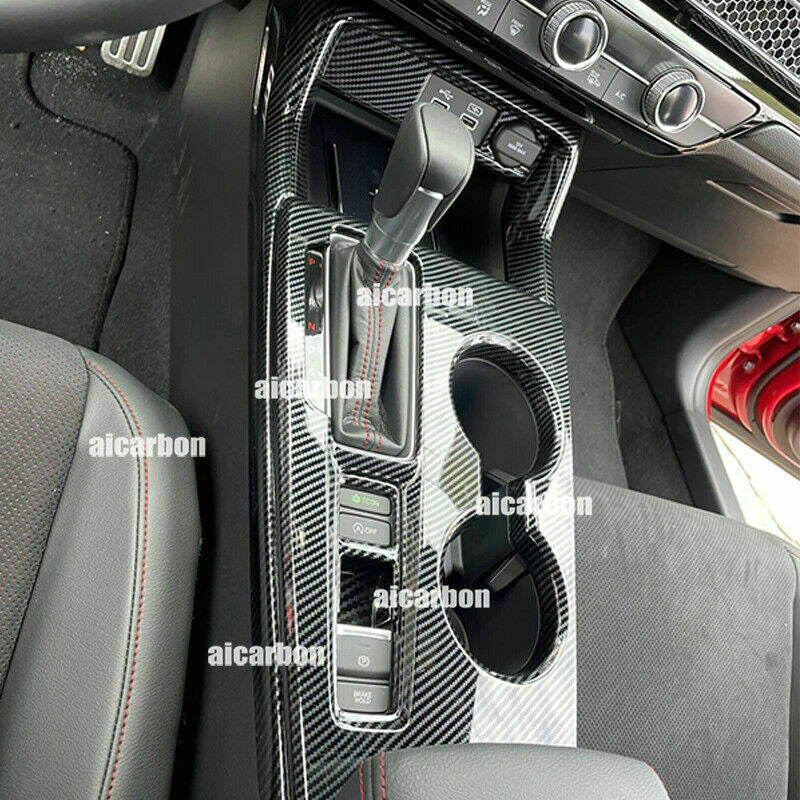for Honda for Civic 2022-2023 Carbon Fiber ABS Central Gear Shift Cover Trim Kit 4x