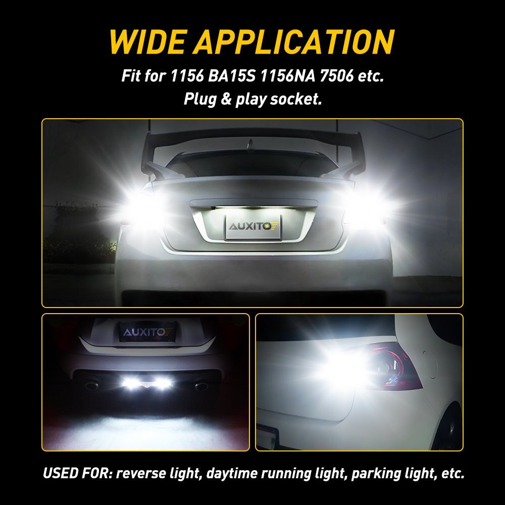 4X 1156 P21W High Power 48 SMD White Rear Brake LED Bulbs 6000K