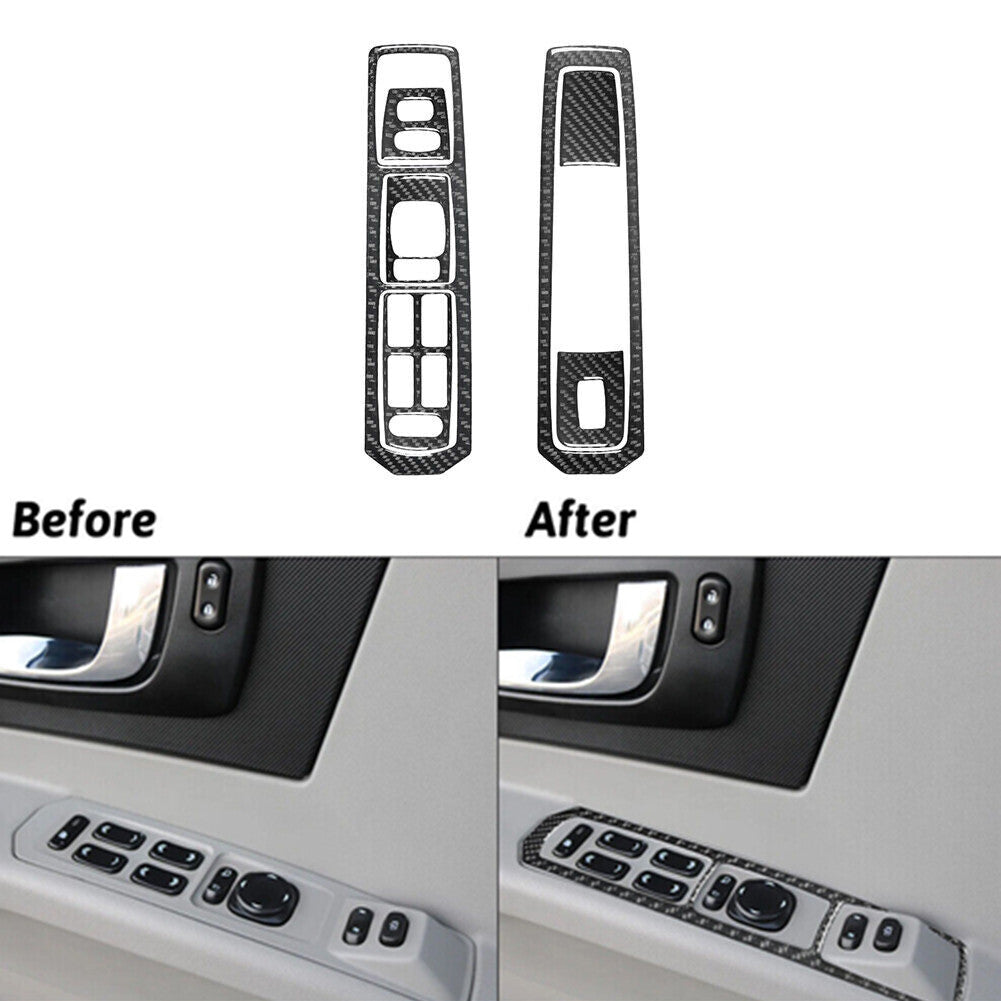 7Pcs Carbon Fiber Front Window lift Control Cover Trim for Cadillac CTS 2003-07