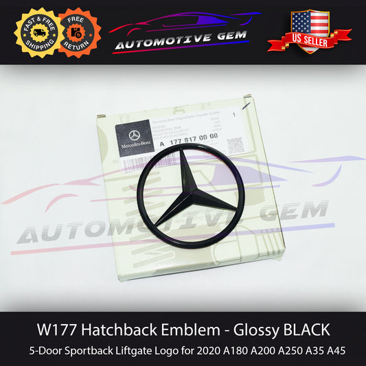 W177 A45S HATCHBACK AMG Trunk Star badge, glossy black rear emblem, for Mercedes A250