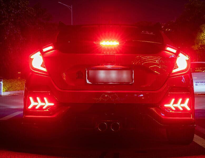 for Honda CarCivic Hatchback 17-21 Fish Bone Led Rear Fog Light Lamp Turn Signal