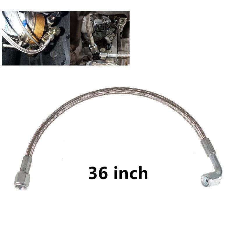 Turbine oil feed line 36-inch steel braided PTFE line 4AN 90° straight hose end PTFE