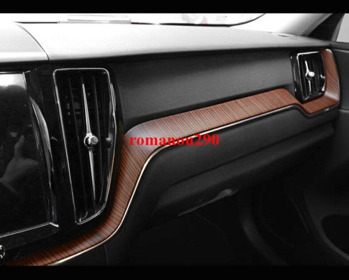 for Volvo XC60 2018-2021 Wood Grain Inner Dashboard Center Console Cover Trim 3x