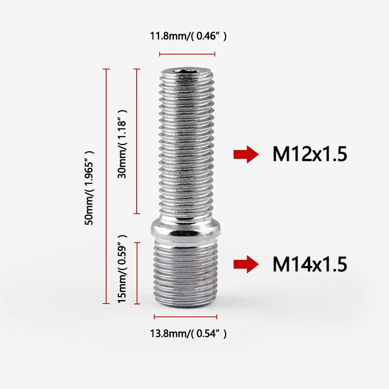 20¡ÁM141.5 to M12x1.5 Extended Wheel Stud Conversion Tall Lug Bolt Screw Adapter
