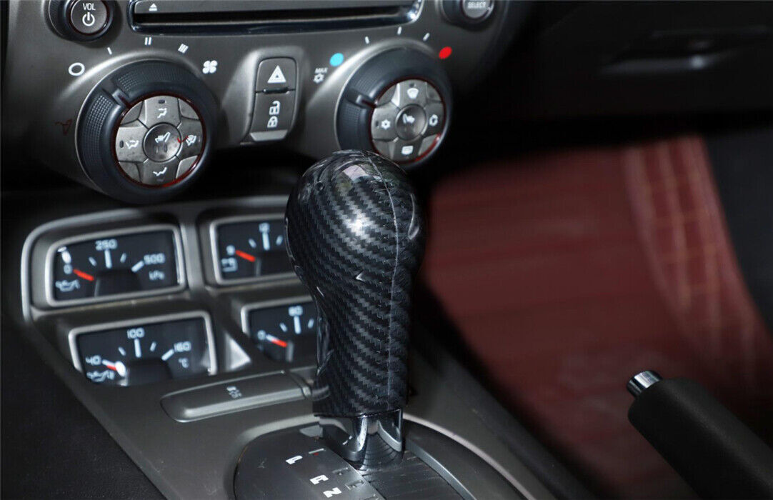 Fit for Chevrolet Camaro 10-15 Carbon Fiber Central Console Gear Shift Knob Trim