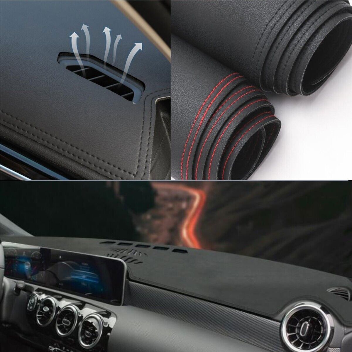 1X PU leather Dashboard Dash Mat Non-slip DashMat Sun Shade For M- for Benz EQA 2022+