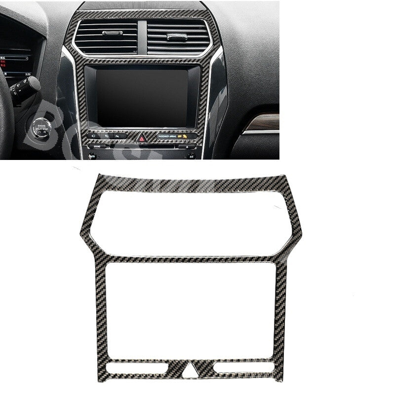 Fit For 2013-2019 for Ford Explorer Stereo Radio Panel Frame Cover Trim Carbon Fiber