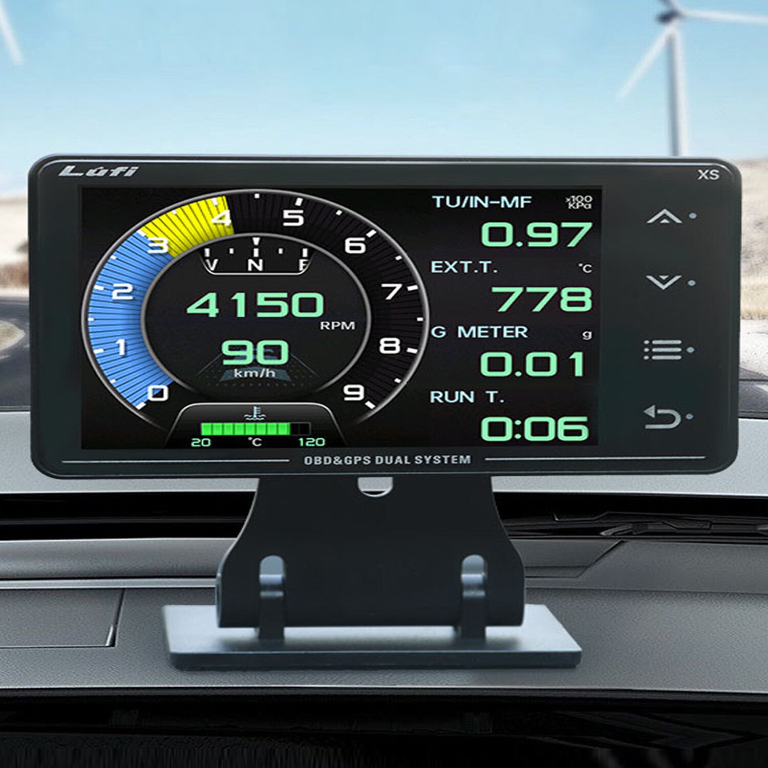 LCD Car Modified Instrument OBD2 Boost gauge GPS Multi-function GyrometerTurbine