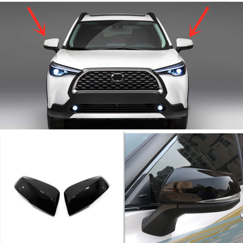 for Toyota for Corolla Cross 22-2024 Bright Black Side Mirror Rearview Cover Trim 2X