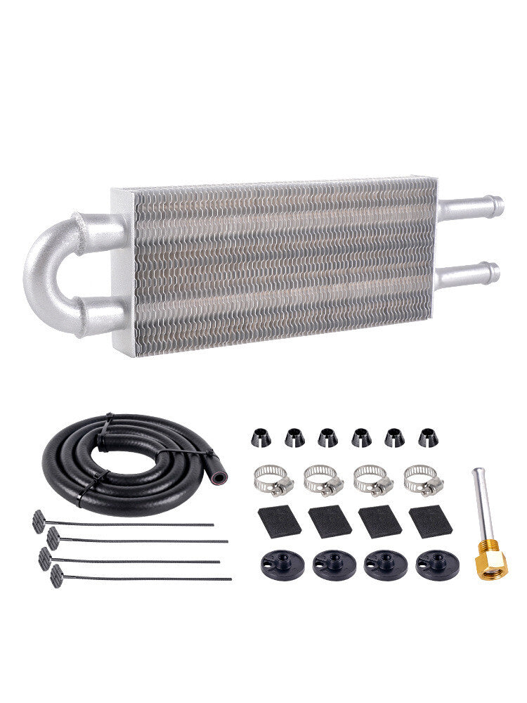 Universal 5/16 Transmission Oil Cooler Kit 2 Row/2 Pass Tube and Fin Oil Silver