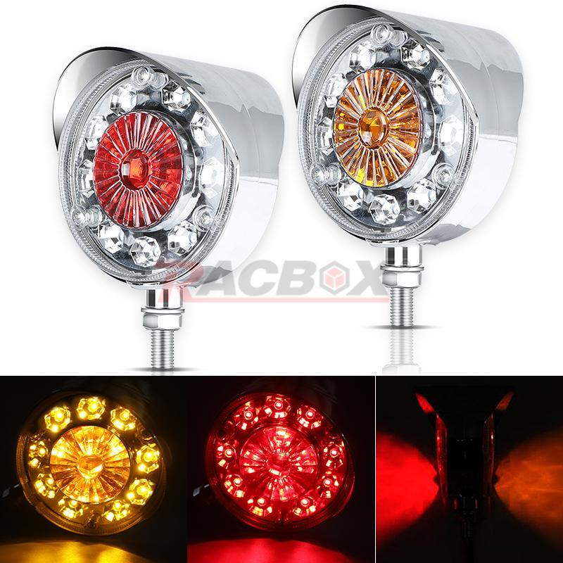 2X Round LED Double Face Side Marker Turn Signal Semi Truck Fender Brake Light