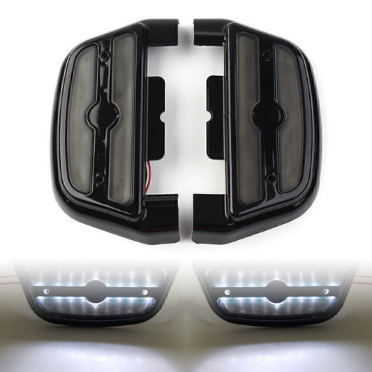 Black LED Passenger Footboard Floorboard Cover for Harley Touring Road King