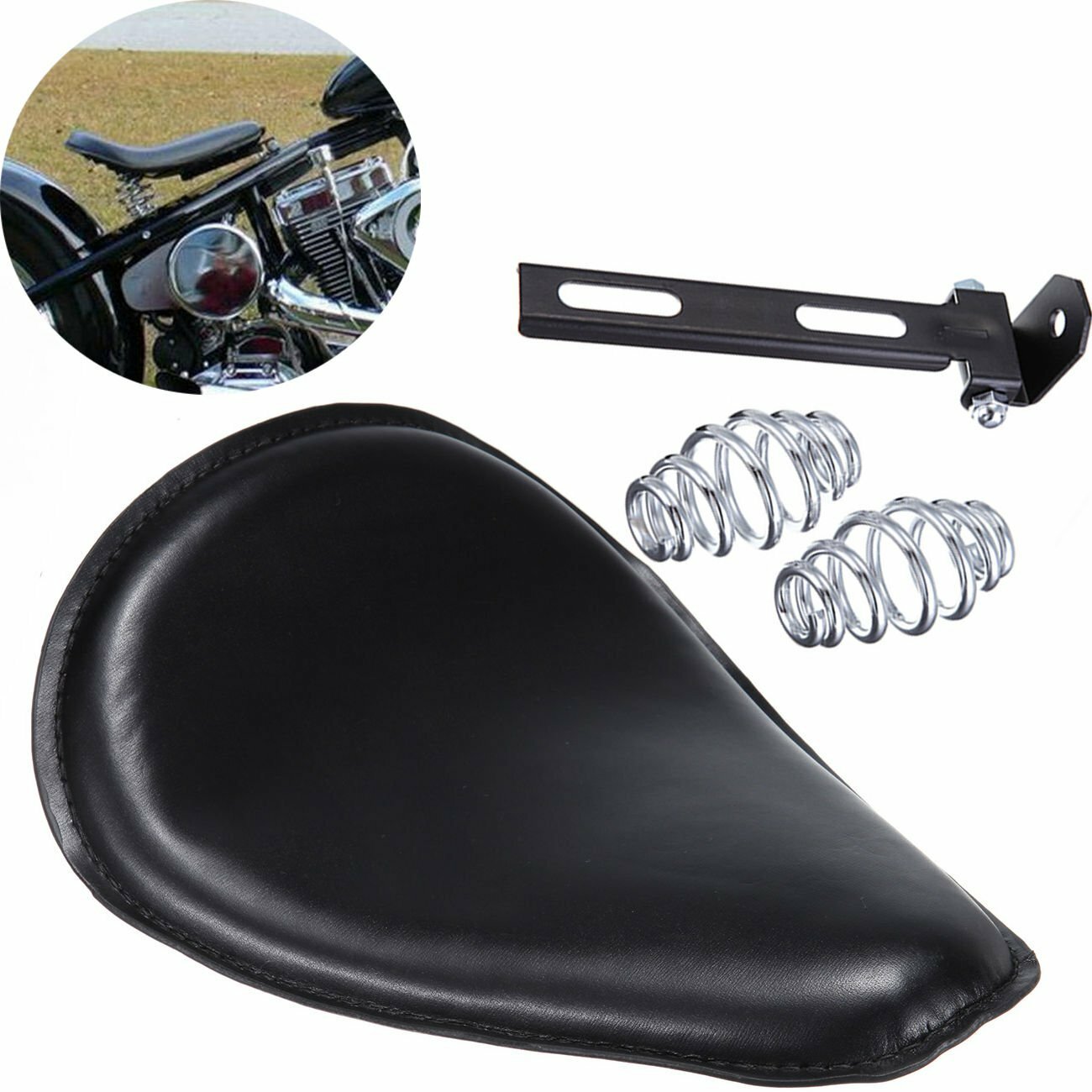 Black motorcycle spring solo for seat bracket for Harley Sportster XL Bobber Chopper