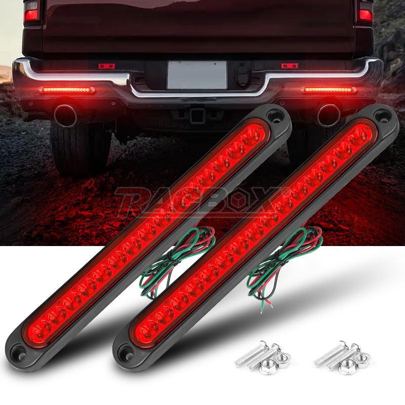 2x 10 Red 15 LED Sealed Truck Trailer Strip Brake Rear Stop Turn Tail Light Bar
