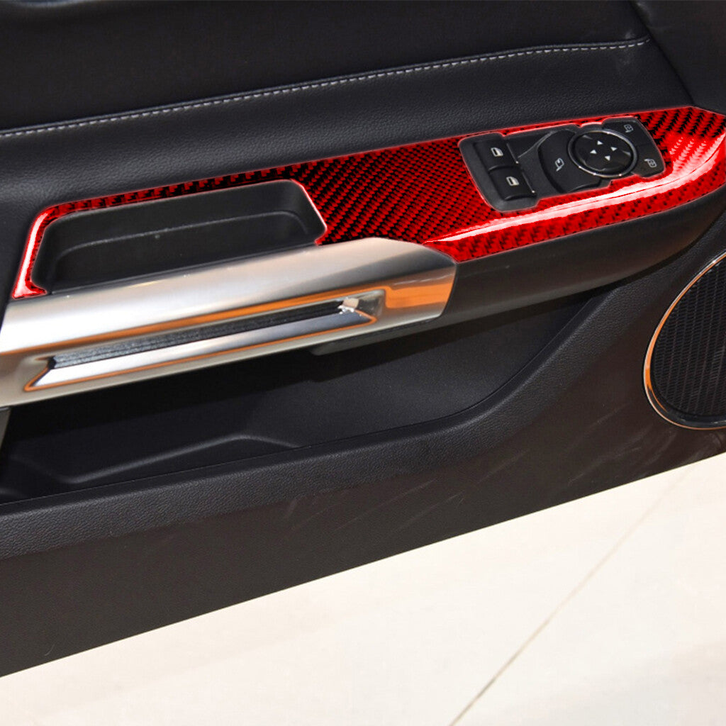 Red Carbon Fiber Window Lift Switch Button Panel Trim for Ford for Mustang 2015-2022