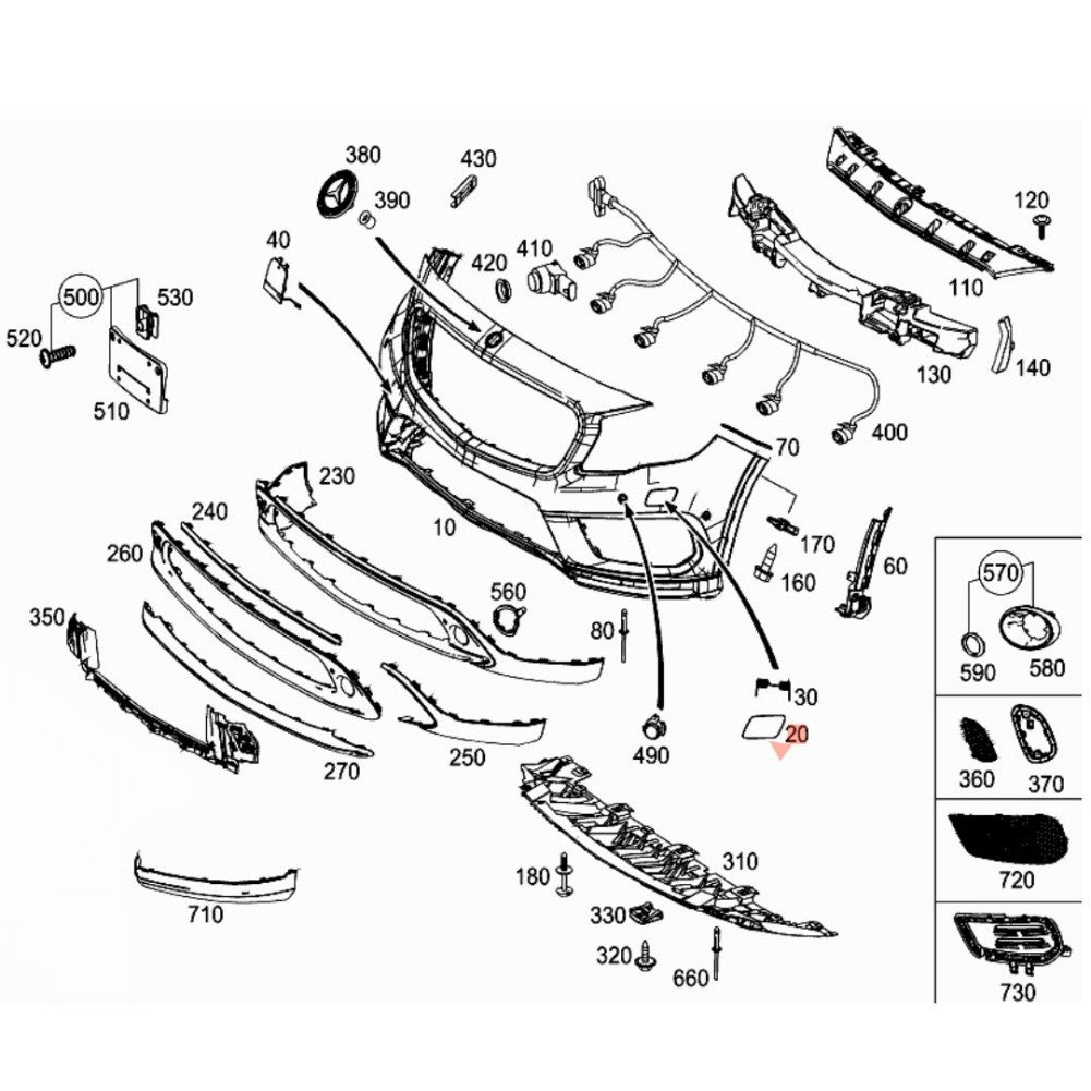 Headlight Washer Cover for MB GLA X156 13-17