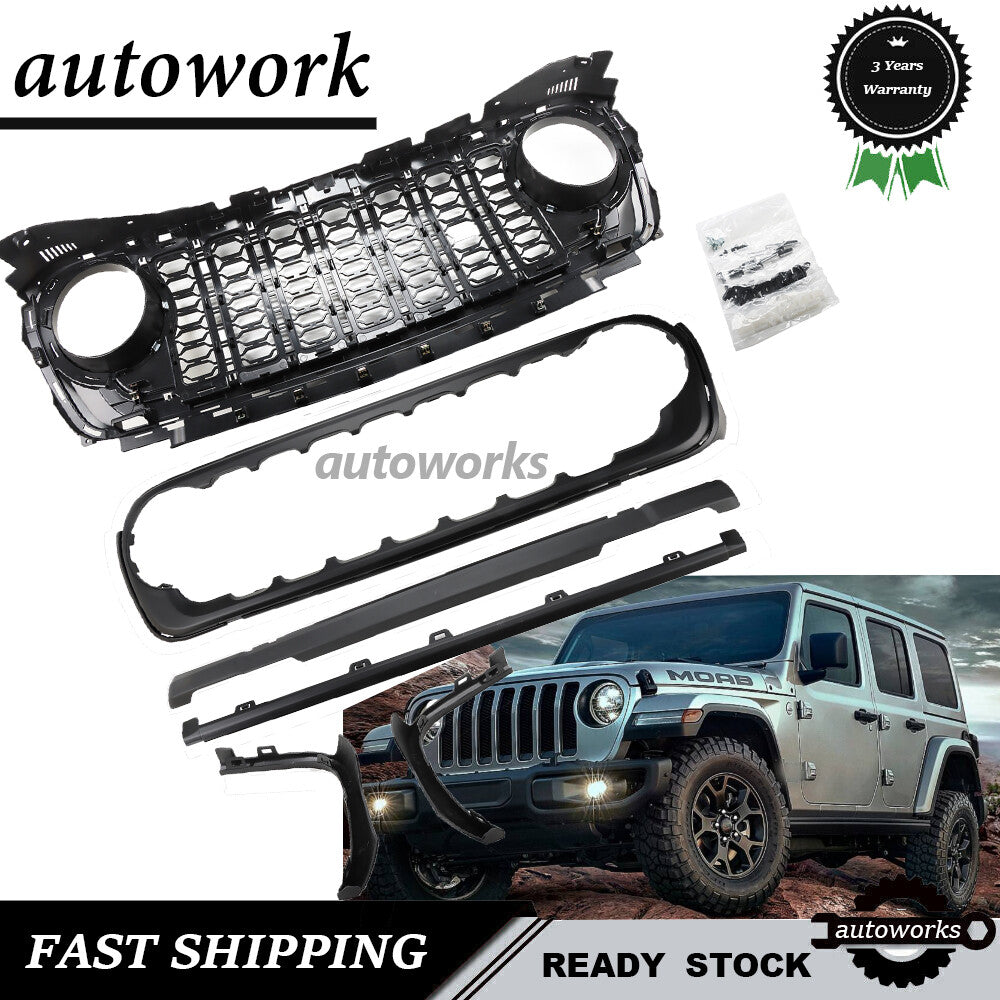 for Jeep for Wrangler JL 2018-2023 upgrade to 2024 JL Front Grill Bumper Grille Set