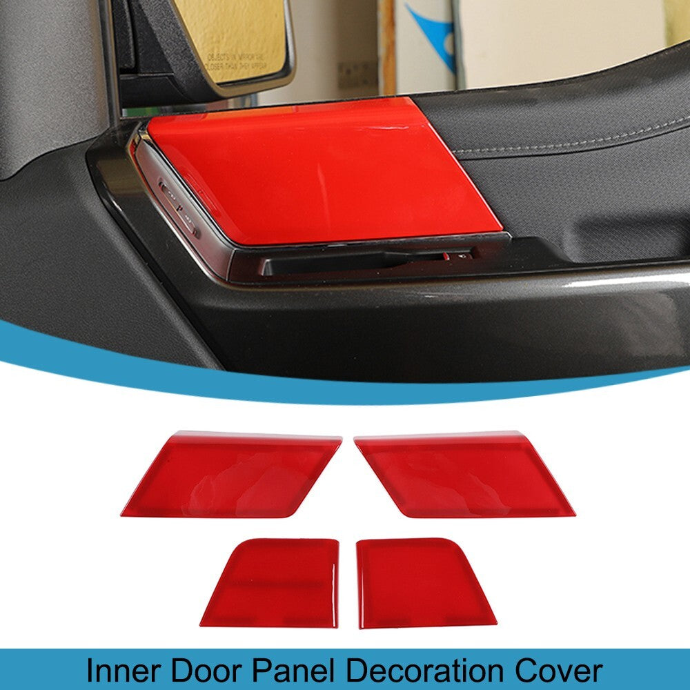 4PCS Red Front Rear Inner Door Panel Cover Trim for Ford F150 2021 2022 2023