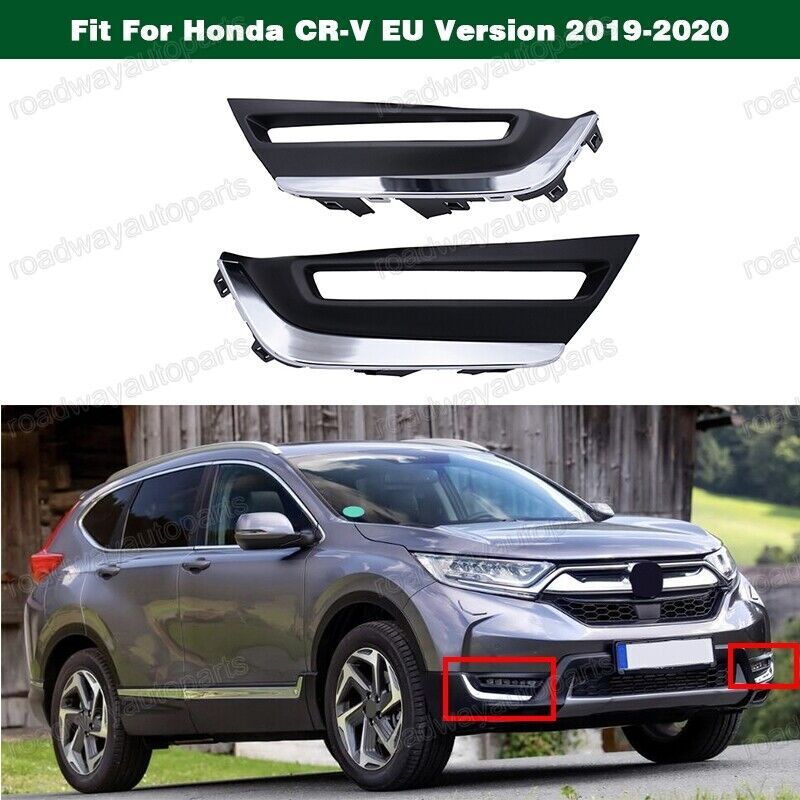 Pair Front Fog Light Cover Bezel Chrome Trim for Honda CR-V EU Version 2019-2020