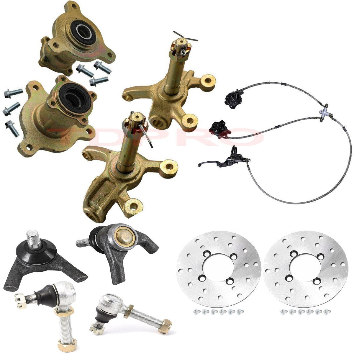 All-terrain vehicle, go-kart, front brake disc, steering joint, wheel hub, tie rod, ball joint, off-road vehicle
