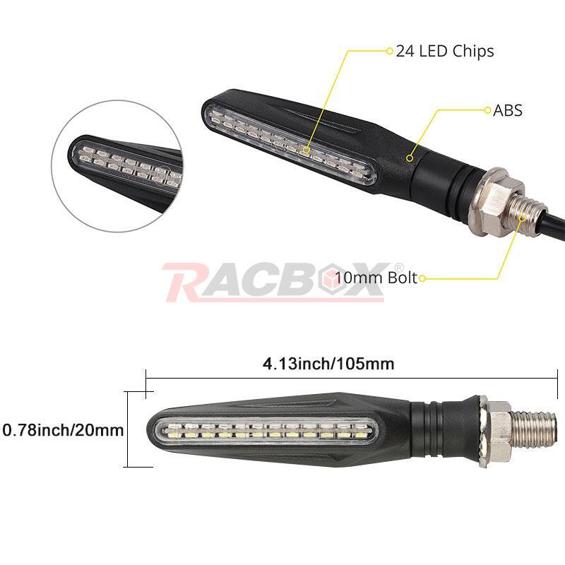 4X Sequential LED Motorcycle Flowing Turn Signal Indicator Light DRL Brake Lamp