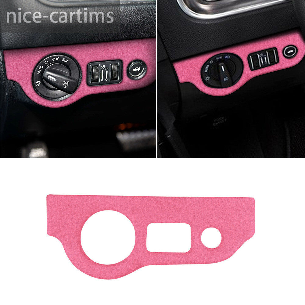for Dodge for Challenger 2015+ Charger 2010+ Headlight Switch Panel Cover Suede Pink