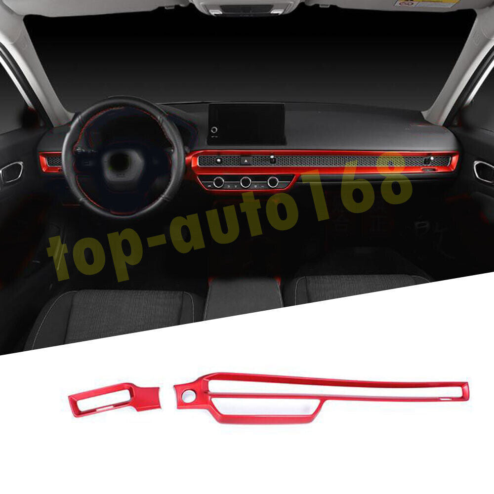 22Pcs for Honda for Civic 2022-2023 Sedan Red ABS Full Interior Decoration Trim Kit