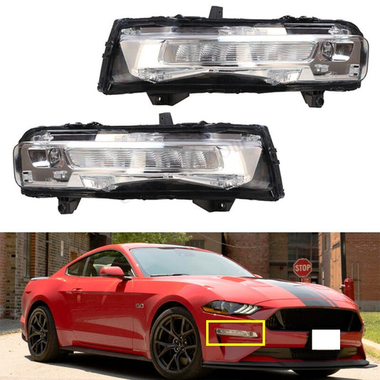 A pair of LED fog lights (DRL) with turn signals for 2018-2020-2021-2022 for Ford Mustangs.