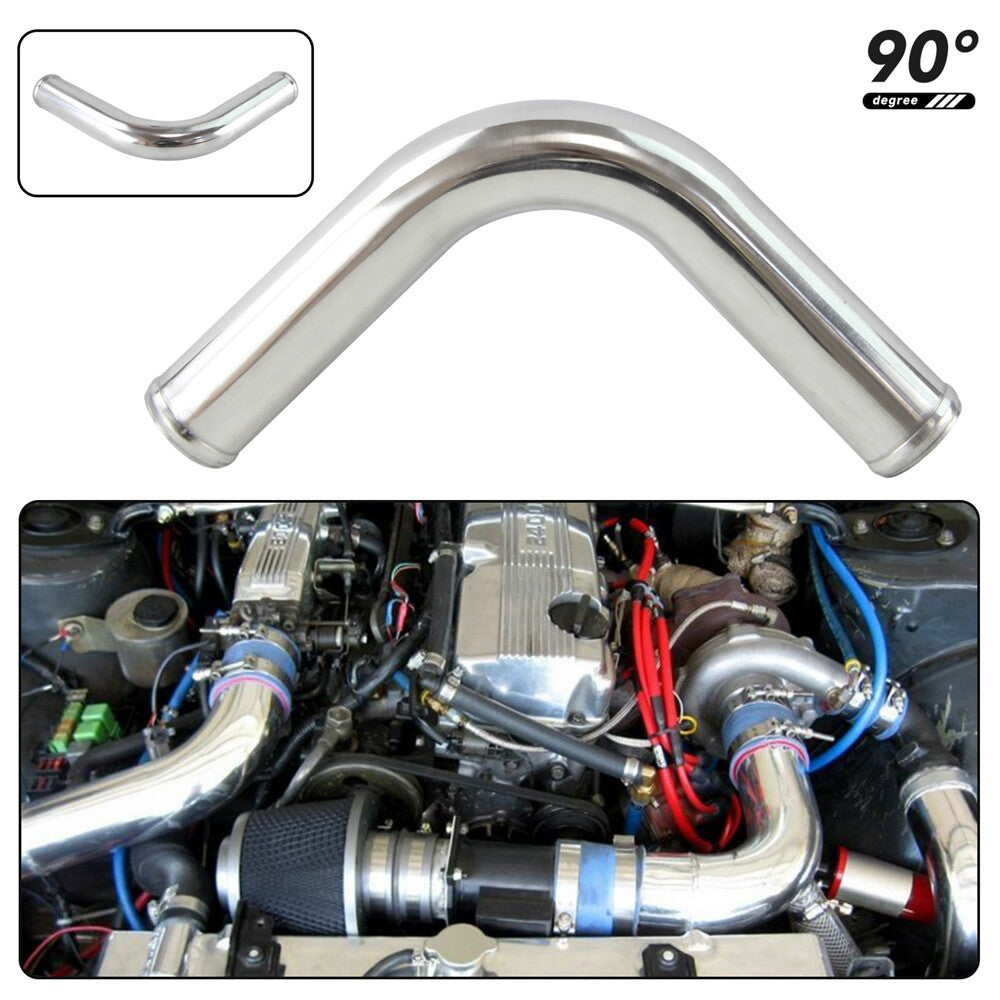 90 Degree 35mm 1.38 Aluminum Intercooler Intake Pipe Piping Tube Hose Silver