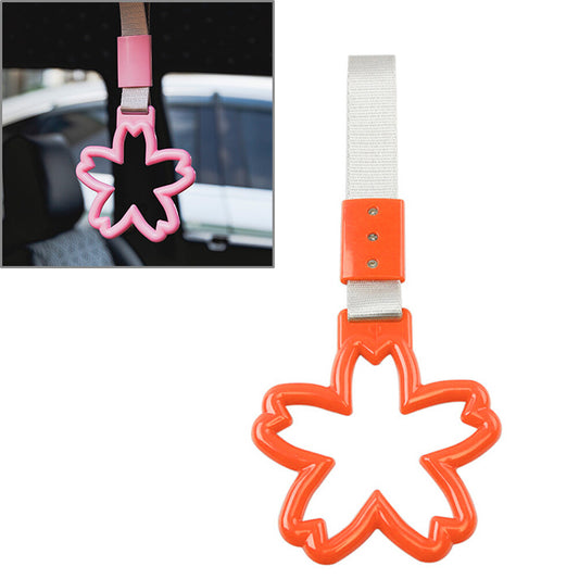 Cherry Blossom Shaped Ring Train Bus Handle Strap Drift Charm Tool Sliver+Orange