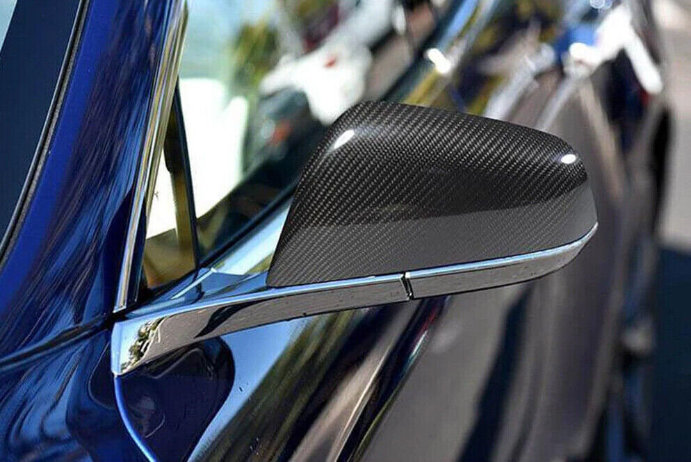 Dry Carbon Fiber Side Wing Mirror Cover Cap Add-On for Tesla for Model S Plaid 2021+