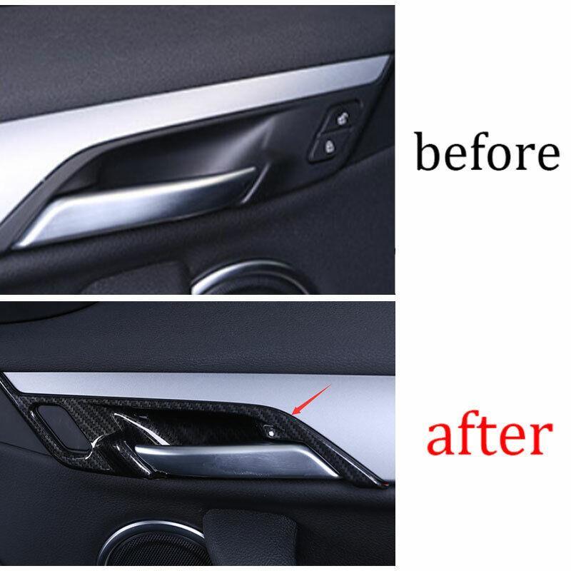 Fit for BMW X1 F48 2016-2021 ABS Carbon Fiber Inner Door Handle Cover Trim 4PCS