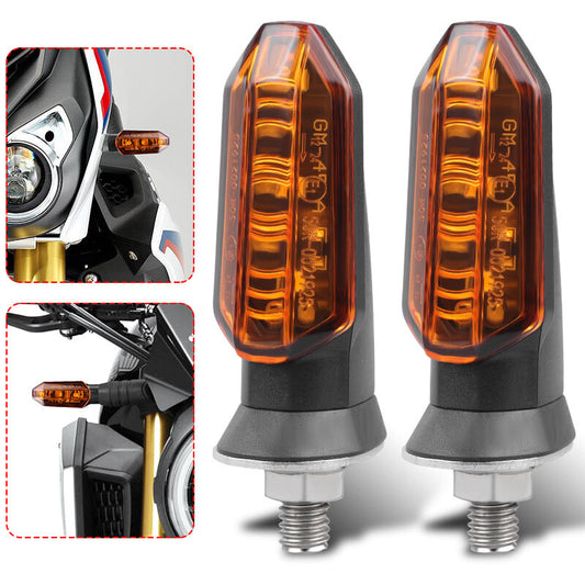 2X Universal Front LED Motorcycle Turn Signal Indicator Light Amber Blinker Lamp