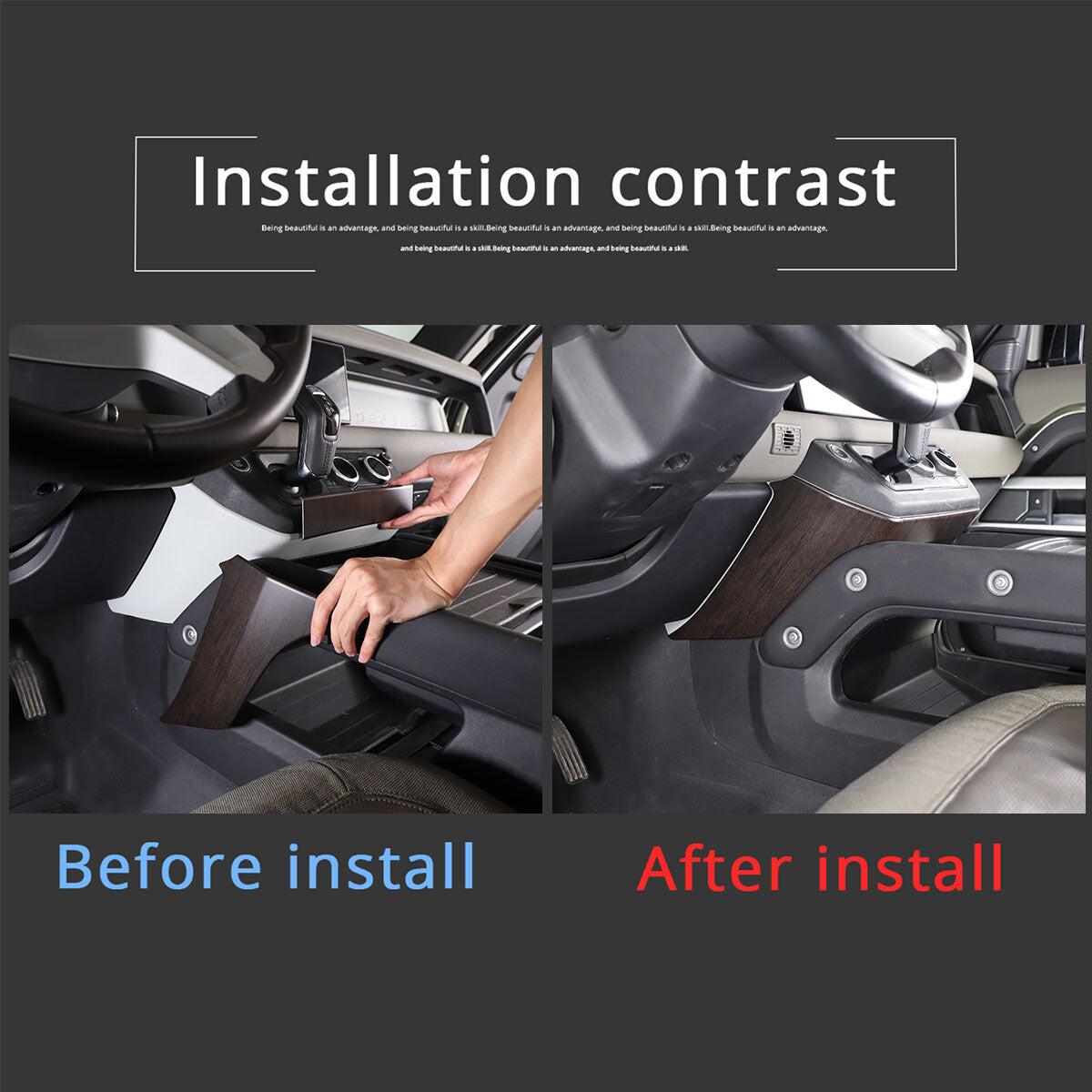 2-Piece Pear Wood Armrest Box Side Panel Cover for Toyota Sequoia (2022-23)