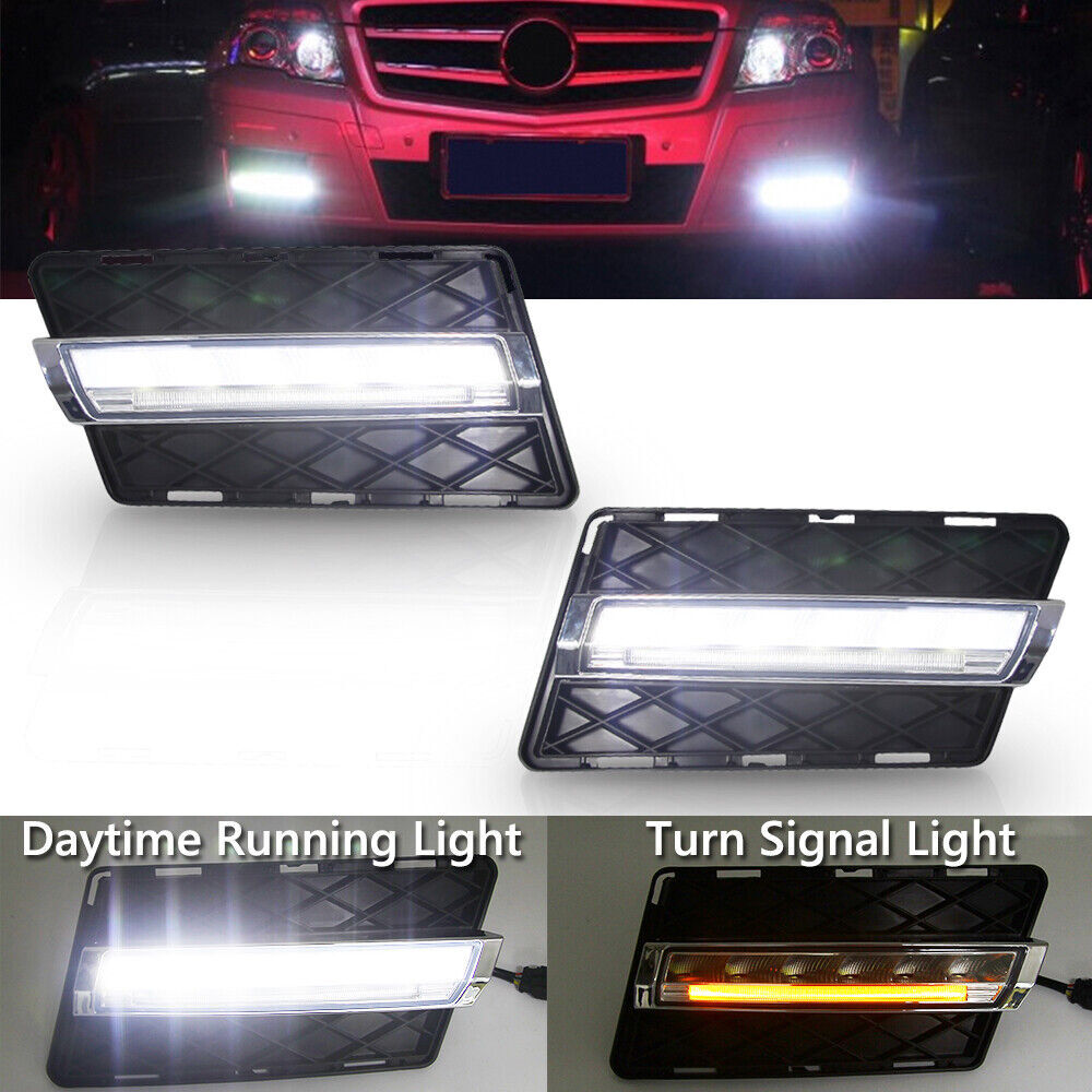 LED DRL Daytime Running Light Fog Lamp Cover for Benz GLK Class W204 2008-2012