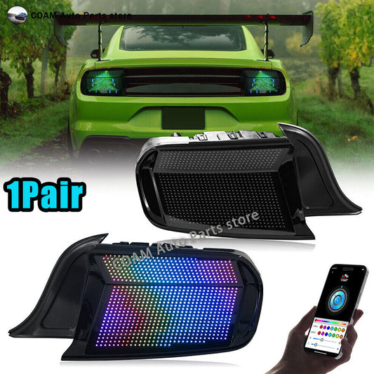 A pair of RGB LED taillights for the for Ford for Mustang 2015-2023 rearlight assembly smoke gift