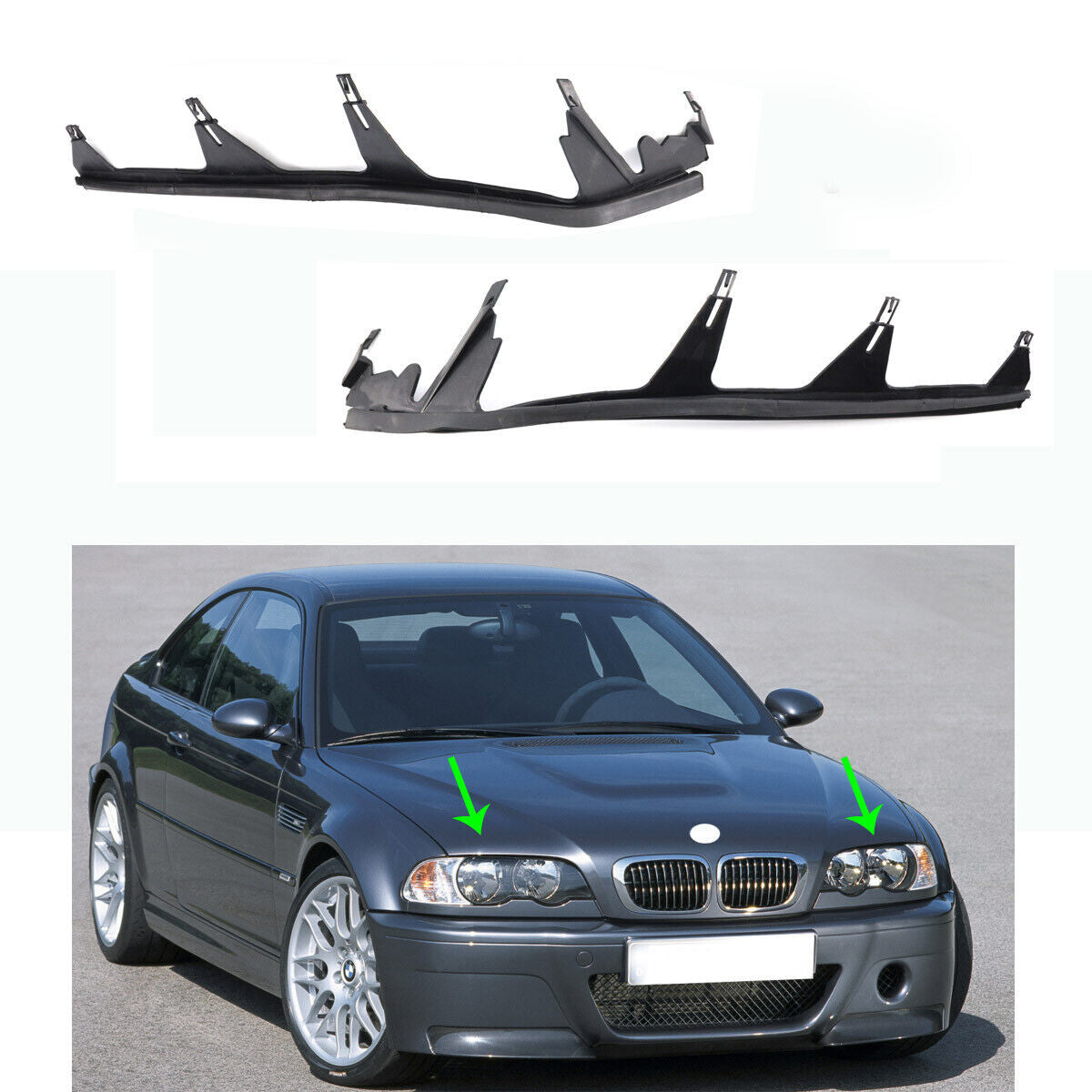 Left Right Headlight Cover Strip Upper Headlamp Gasket Fit for BMW E46 M3 330Ci