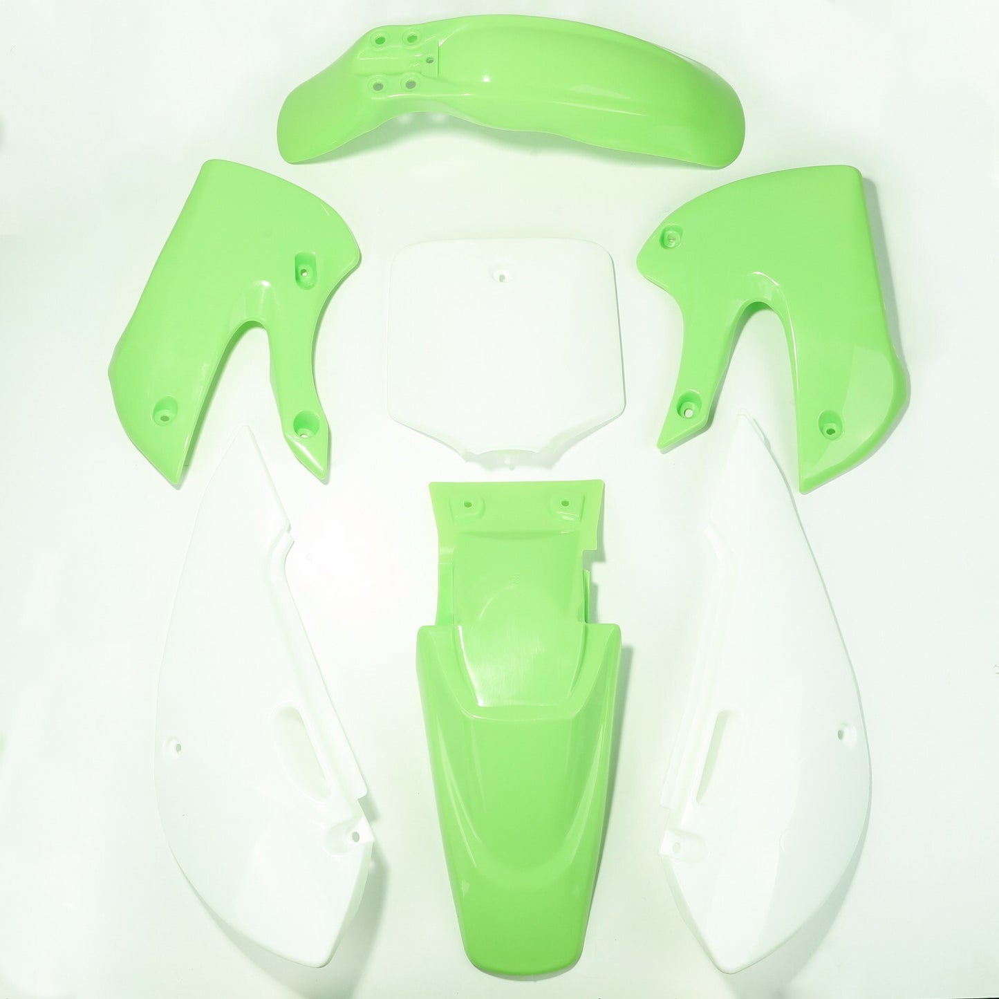 Plastic aerodynamic mudguards + graphic grooves for Kawasaki KLX110, DRZ110, KX65, RM65