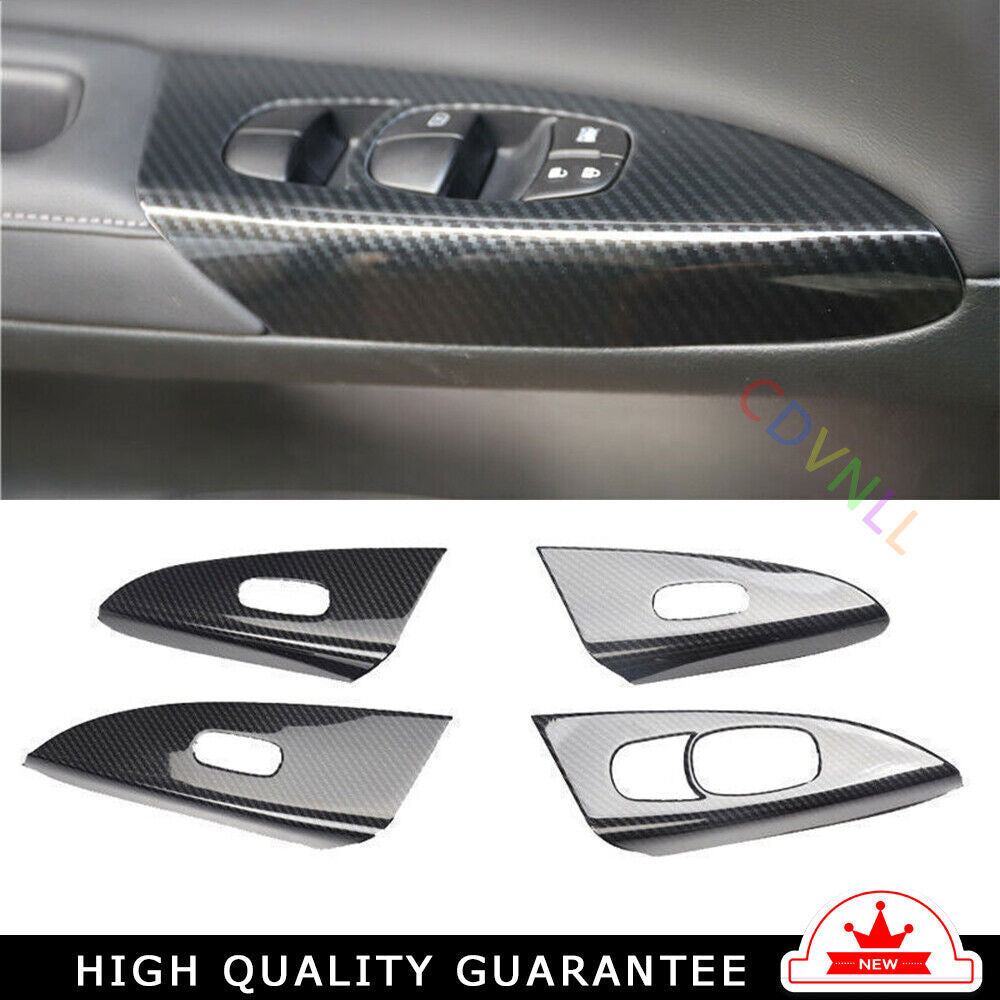 Glass Window Lifting Lock Panel Trim Fit for Nissan Sentra 2013-19 Carbon Fiber