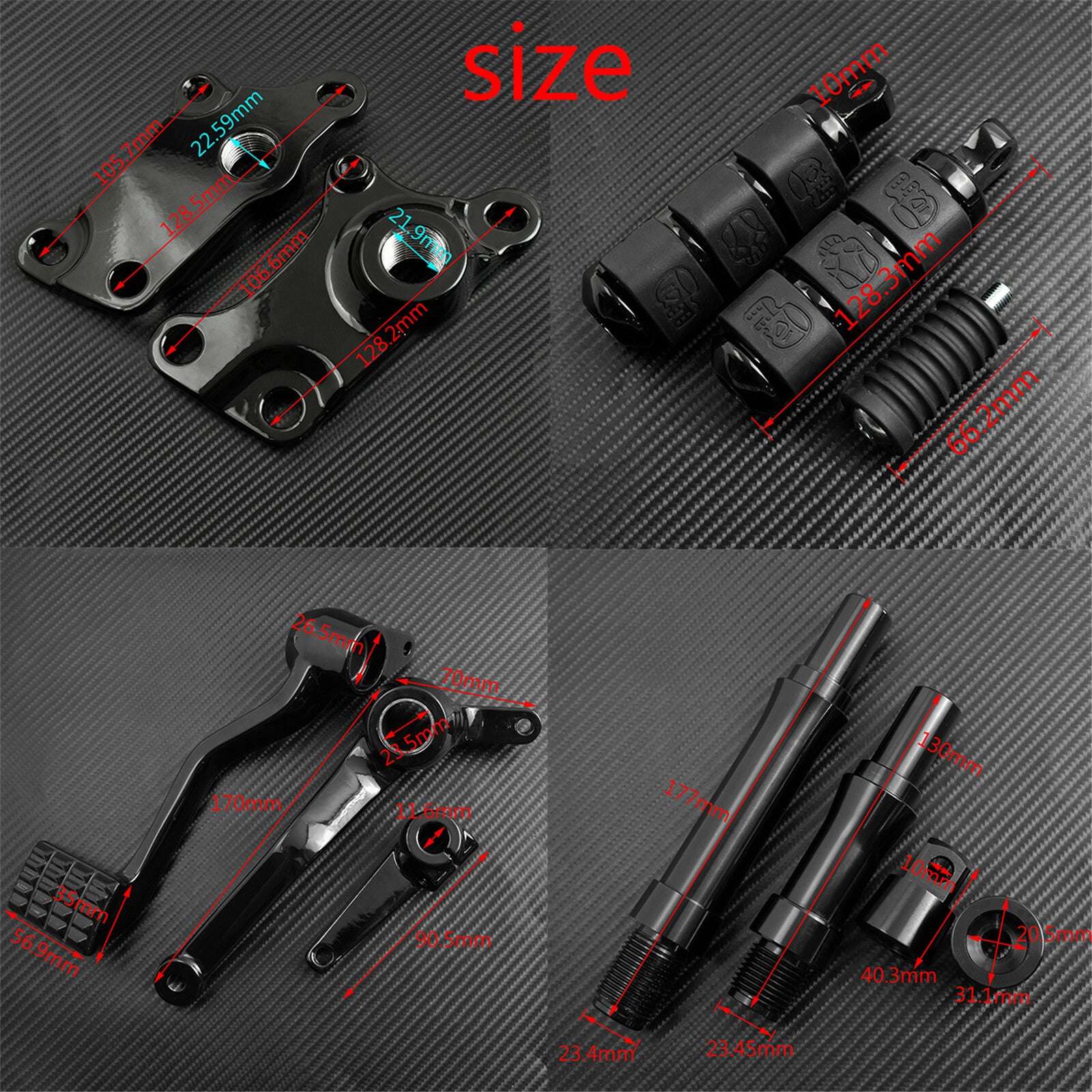 Complete Forward Controls Pegs Levers Linkage Fit For Sportster 1991-2003 Black
