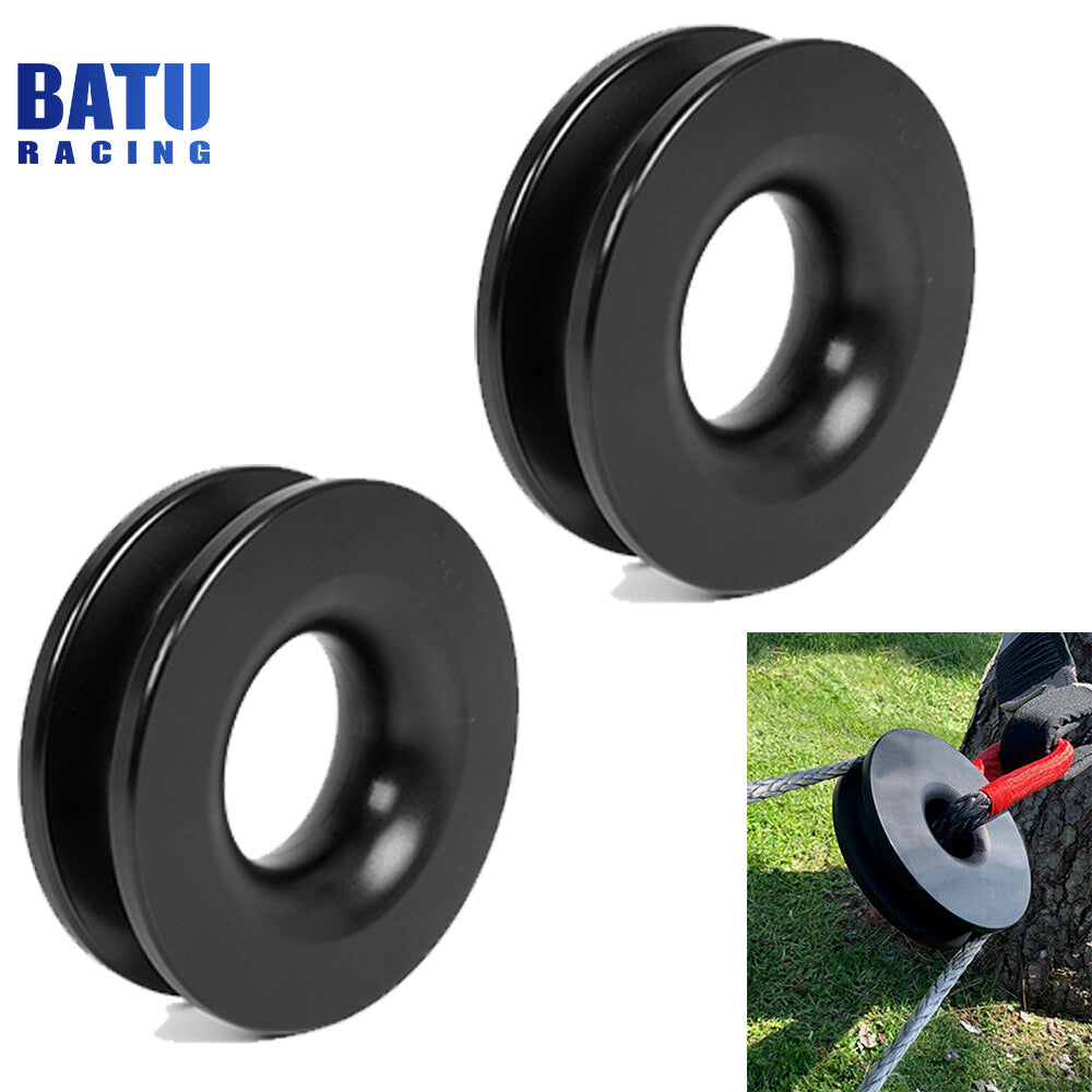 2PCS Black Winch Snatch Recovery Ring 66000 lbs For Soft Shackle ATV UTV Rcovery