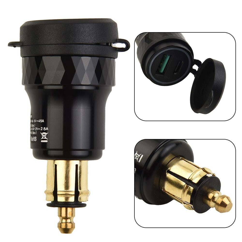 Black 2 USB Charger DIN Socket Adapter for Ducati Motorcycle