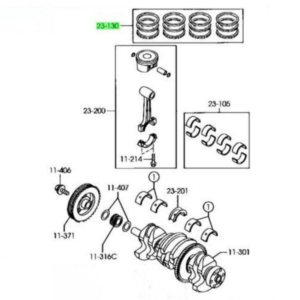Ring Set Piston for Mazda L3Y61-1SC0 19-22