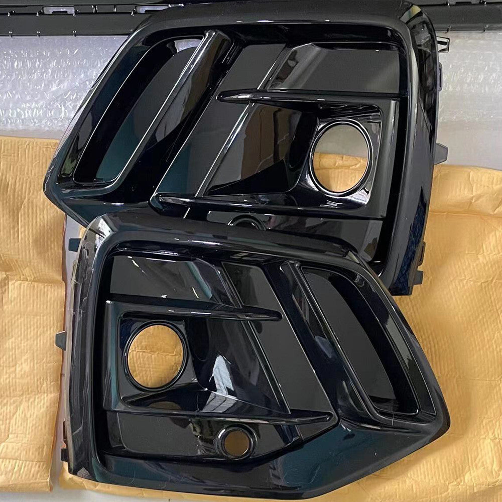 Front Bumper Grille Honeycomb Grill + Fog Light Cover Trim for Audi Q5 2021-2022