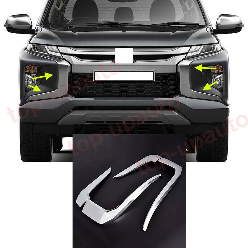 For 2019-2022 for Mitsubishi Triton L200 Front Bumper Cover Lower Upper Chrome Trims