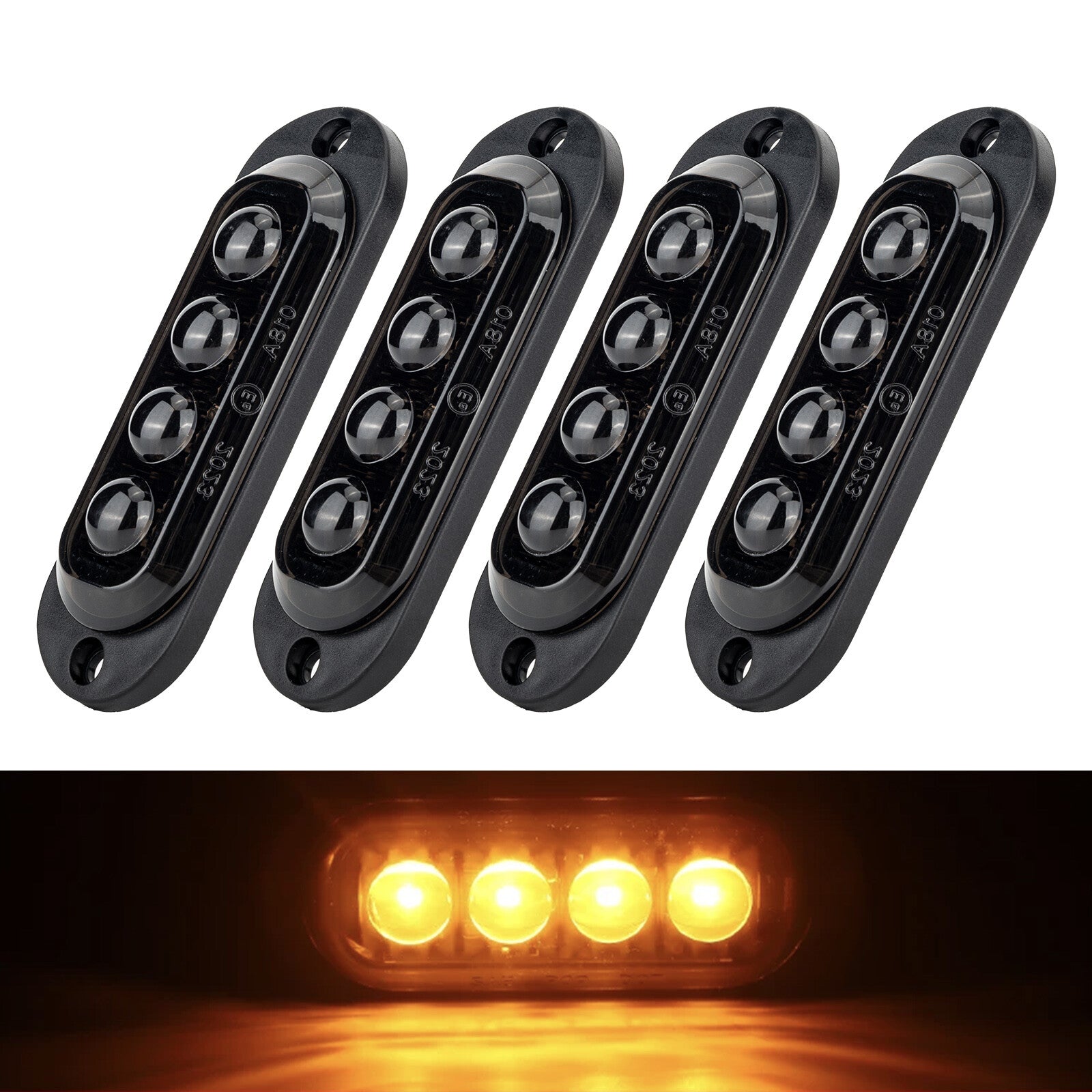 4 LED side marker light marker lights yellow 12V 24V trailer truck/car