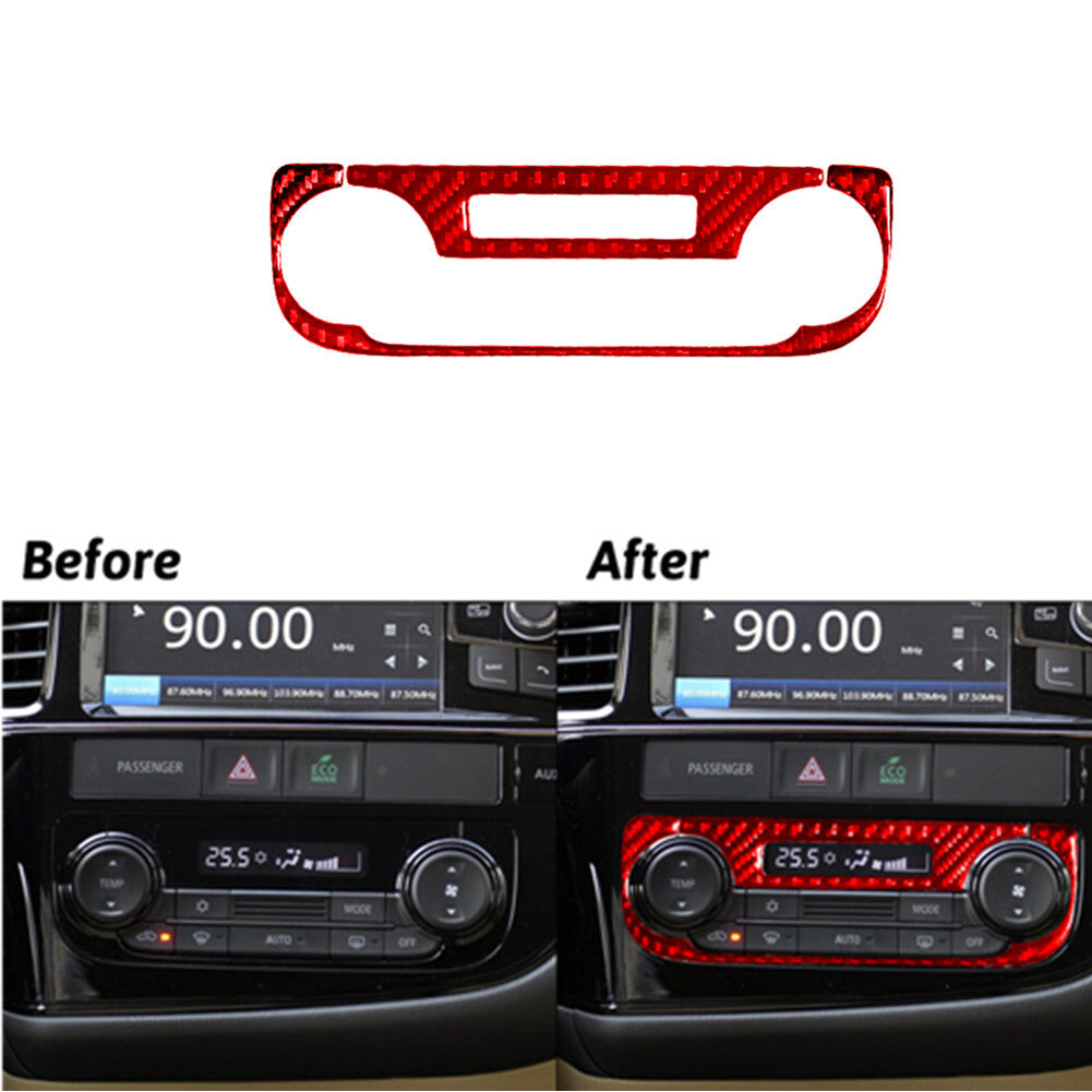 Red Carbon Fiber Climate Control Cover Trim for Mitsubishi Outlander 2014-2016