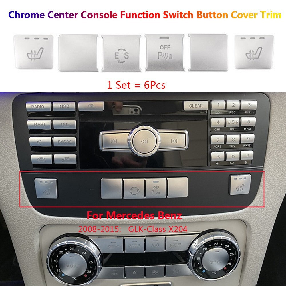 6Pcs for Mercedes-Benz GLK X204 Car Center Console CD Function Switch Cover Trim